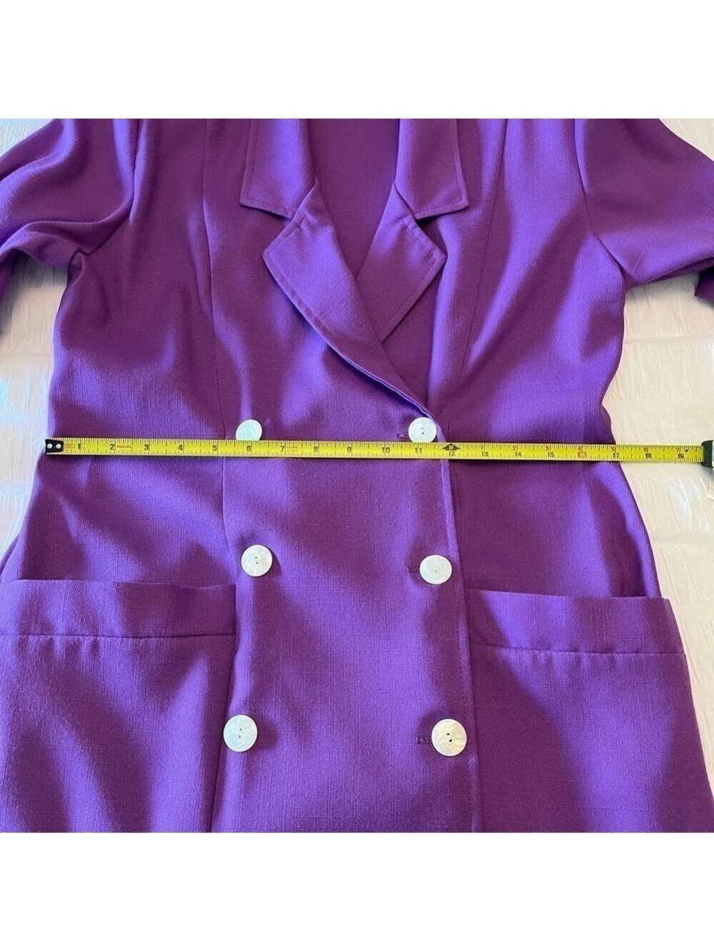 V.I.PETITES Vintage Double Breasted Purple Midi Dress Retro 80's 90's Canada - Picture 12 of 16